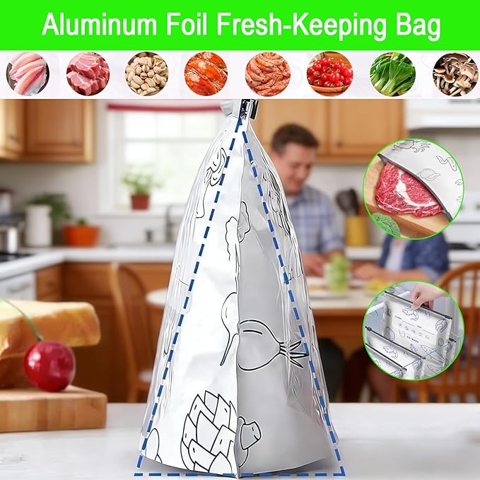 Reusable Aluminum Foil Storage Bags, Leak-Proof Stand-Up Bags - Image 7