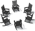 SERWALL HDPE Outdoor Rocking Chair Set of 6, Patio Rocking Chairs for Adults, All Weather Outdoor Rockers for Lawn, Black by SERWALL