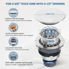 BOTEMY Stainless Steel Sink Drain Strainer 3-1/2 Inch Kitchen Sink Drain - Image 6