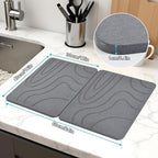 Stone Drying Mat for Kitchen Counter, 2 Pack 16''x12'' Quick Dish Drying Stone - Image 3