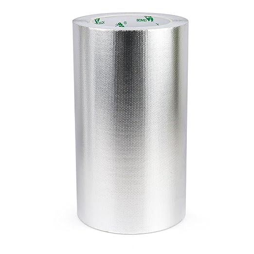 BOMEI PACK Adhesive Aluminum Foil Heat Shield Tape 1Pack 8inch x 66ft, Barrier by BOMEIPACK