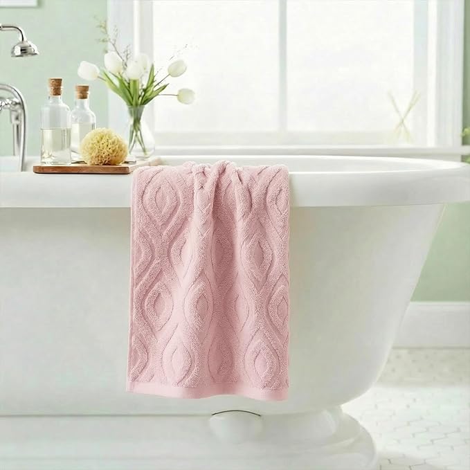 Artoid Mode 1 Pc Pink 3D Diamond Grid Jacquard Hand Towels - Image 4