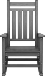 SERWALL Outdoor Rocking Chair Set of 2, HDPE Rocking Chairs for Adult, All Weather Porch Rockers for Lawn Garden, Grey - Image 8