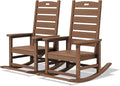 SERWALL Outdoor Rocking Chair Set of 2, Oversized Rocking Chair with Footboard for Adults, HDPE All Weather Resistant Rocking Chairs for Patio, 350lbs Weight Capacity, Brown by SERWALL