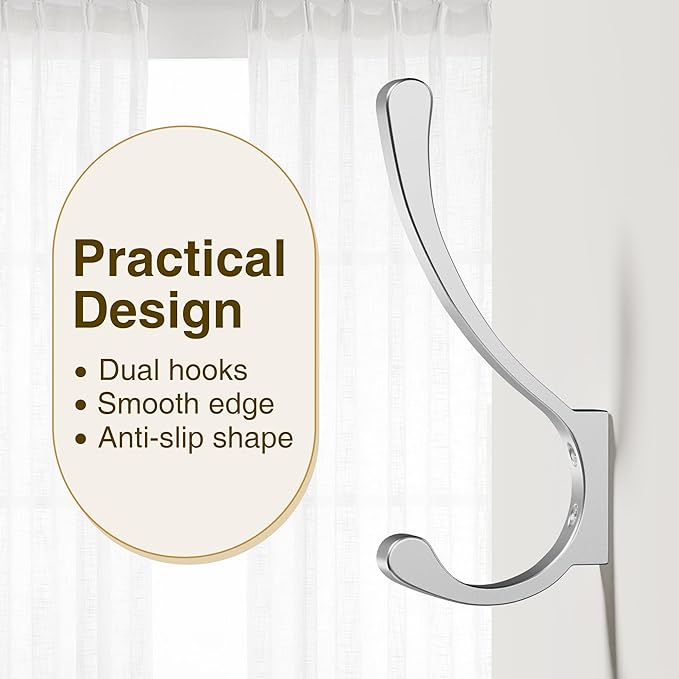 Coat Hooks Wall Mount, Hooks for Hanging Heavy Duty, Screw in Wall Hanger for - Image 6