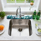 2 Pcs Kitchen Sink Splash Guard Faucet Mats Watercolor Forest Pattern Faucet Mat - Image 3