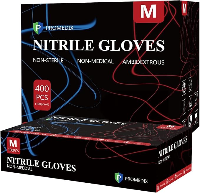 PROMEDIX P Nitrile Disposable Gloves, 4mil-100 Count, Gloves Disposable Latex by PROMEDIXP