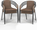 Amopatio Outdoor Dining Chairs Set of 6, Rattan Wicker Patio Chairs, Stackable Indoor-Outdoor Chairs, Bistro, Deck, Yard, Porch, 6 Pack, Brown by Amopatio