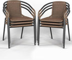 Amopatio Outdoor Dining Chairs Set of 6, Rattan Wicker Patio Chairs, Stackable Indoor-Outdoor Chairs, Bistro, Deck, Yard, Porch, 6 Pack, Brown by Amopatio