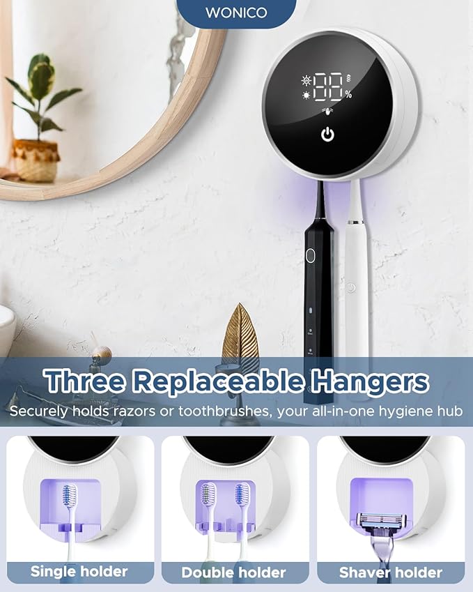 Toothbrush Holders for Bathroom, WONICO Toothbrush Sanitizer Holder, Tooth - Image 9
