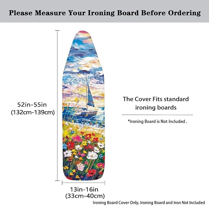 Floral Print Ironing Board Cover and Pad, Stretch Standard Size Thick Padding - Image 5