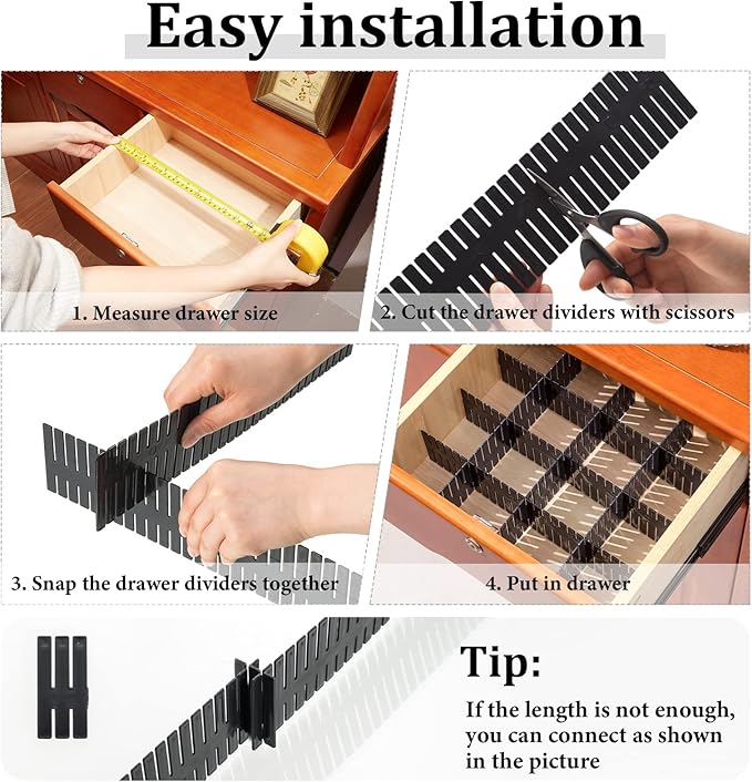 Vesici 80 Pcs Drawer Dividers Adjustable Plastic Organizer DIY Separators - Image 3