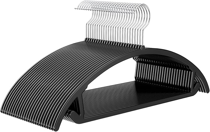 MIZGI Premium Plastic Hangers Heavyduty- Black No Shoulder Bump Suit Hangers by MIZGI