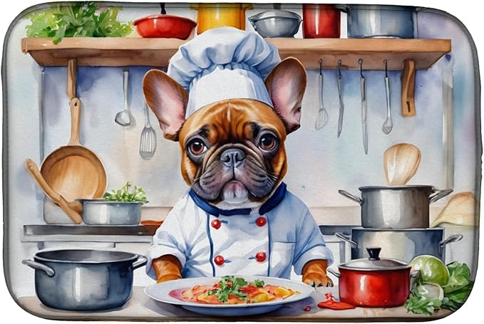 Caroline's Treasures DAC6252DDM French Bulldog The Chef Dish Drying Mat by CarolinesTreasures