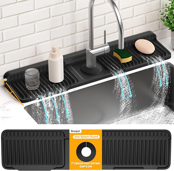 24'' Longer Faucet Mat for Kitchen Sink Splash GuardKitchen Sink Faucet Mat - Image 9