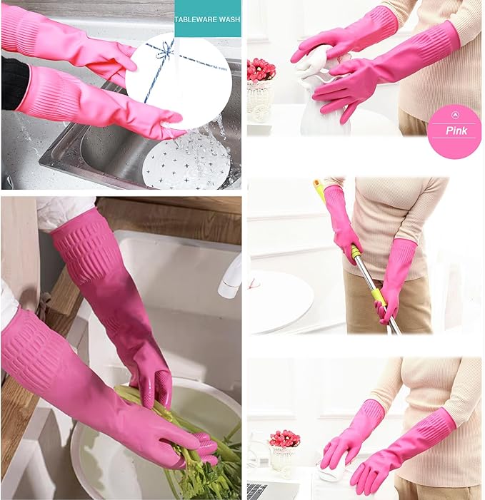 Bamllum 3 Pairs of Rubber Dishwashing Gloves - Image 4