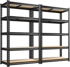 REIBII 2400LBS Garage Shelving Heavy Duty 5 Tier Storage Shelves Adjustable Garage Shelves, Utility Rack Shelf, Shelving Units for Storage Warehouse Pantry Closet, 35.5" W x 11.9" D x 72" H, 2 Pack by REIBII