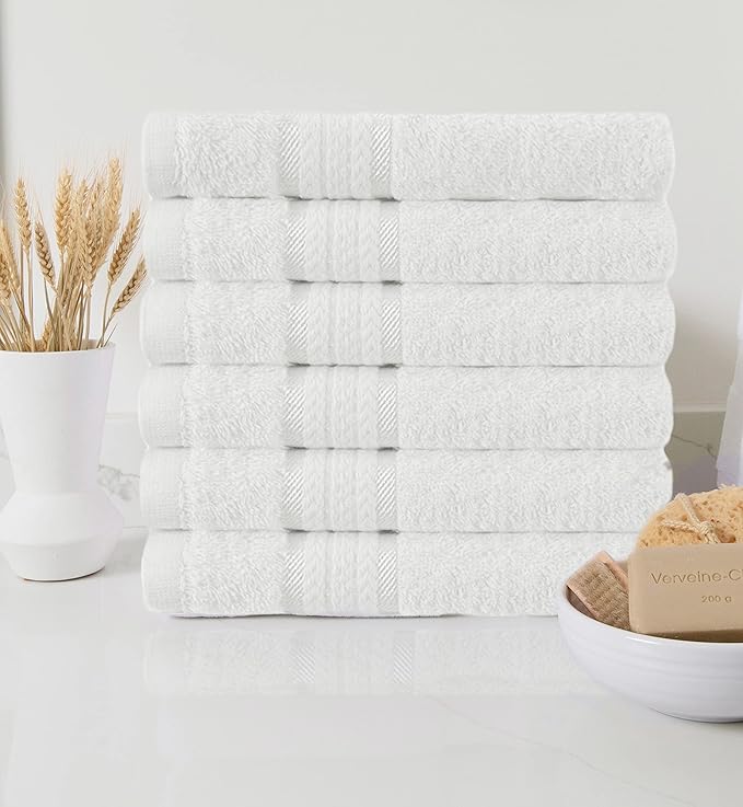 Cotton Craft Ultra Soft 6 Pack Hand Towels 16x28 White Weighs 6 Ounces Each - Image 4