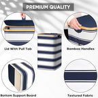BALEINE Laundry Hamper with Lid, Tall Laundry Baskets with Bamboo Pull Handles - Image 3