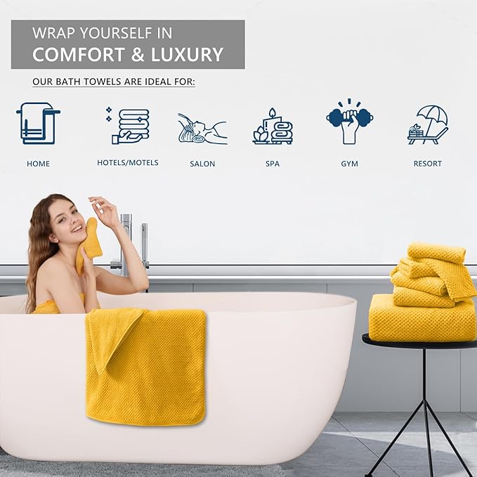 8 Piece Bathroom Towel Set |2 Oversized Bath Towels, 2 Hand Towels, 4 - Image 6