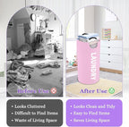 2Pcs Foldable Pink Laundry Basket - Image 5