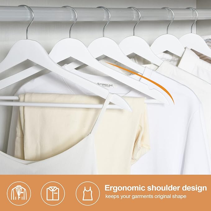 ELONG HOME Wooden Hangers 30 Pack, Wood Hangers - Image 9