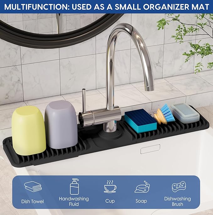 24 Inch Silicone Faucet Mat for Kitchen Sink Splash Guard - Image 7