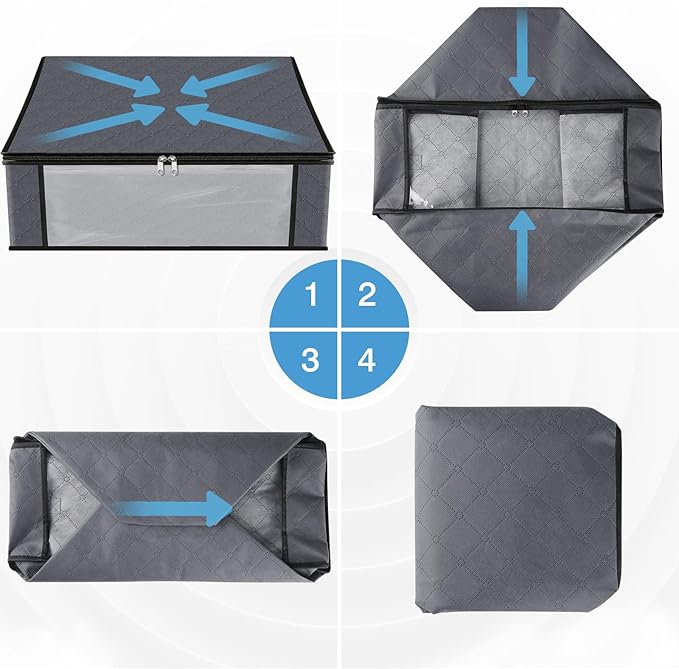 HomeHacks Storage 4-Pack Clothes Organizer Storage Bags Foldable Storage Box - Image 7