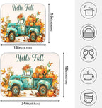 Vintage Fall Truck with Pumpkins Autumn Leaves Dish Drying Mat - Image 2