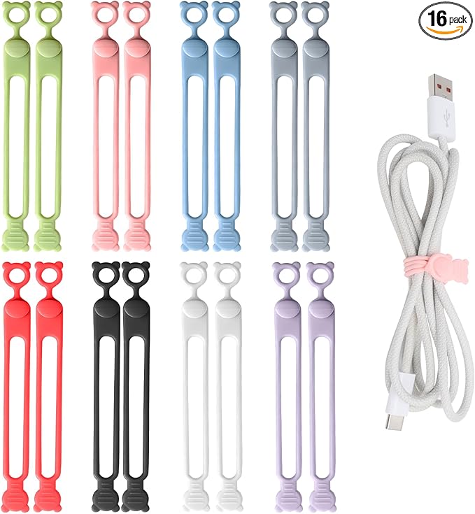 16 PCS Silicone Cable Ties Cord Organizer by Unknown