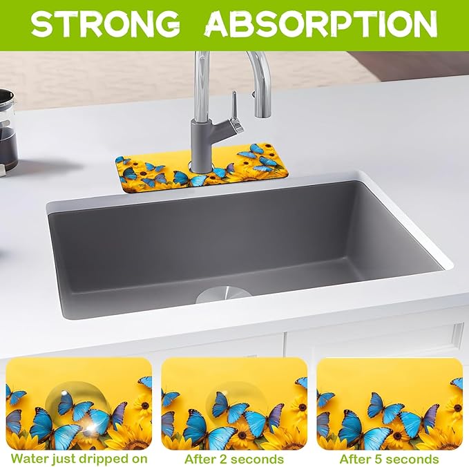 Kitchen Sink Splash Guard Faucet Mat Super Absorbent Fast Drying Mat Guard - Image 3