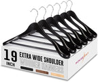 HOUSE DAY 19'' Extra Wide Shoulder Wooden Hangers 6 Pack, Premium Large Wood by HOUSEDAY