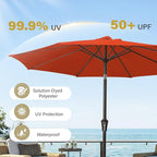 MEWAY 9ft Patio Umbrella Outdoor Table Umbrellas with Push Tilt and Crank, Market Umbrella 8 Sturdy Ribs for Deck, Garden, Pool and Backyard, Red Orange - Image 6