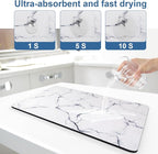 Marble Pattern Dish Drying Mat, Absorbent Coffee Bar Mat - Image 4