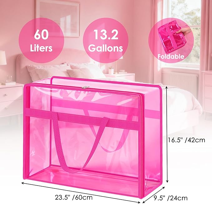 SGHUO Clear Storage Bags 60L Extra Large Plastic Vinyl Blanket Storage Bag - Image 2
