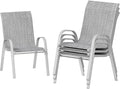 UDPATIO Patio Chairs Set of 4, Stackable Silver Outdoor Dining Chairs with High Back, Breathable Outdoor Chair Textilene Fabric All Weather, 350LBS Capacity for Garden, Backyard (Light Grey) by UDPATIO