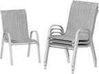 UDPATIO Patio Chairs Set of 4, Stackable Silver Outdoor Dining Chairs with High Back, Breathable Outdoor Chair Textilene Fabric All Weather, 350LBS Capacity for Garden, Backyard (Light Grey) by UDPATIO