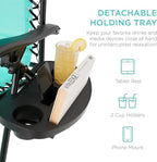 Best Choice Products Set of 2 Adjustable Steel Mesh Zero Gravity Lounge Chair Recliners w/Pillows and Cup Holder Trays - Mint - Image 6