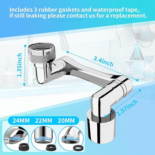 1080° Swivel Faucet Extender, Heavy Duty Rotating Sink Extension, Universal - Image 2