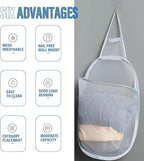3 Pieces Hanging Laundry Hamper Foldable Mesh Hamper Dirty Cloth Basket - Image 2