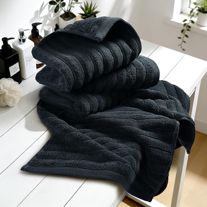 Jacquotha 4-Pack Bathroom Hand Towels Ribbed – Guest Room & Spa Premium Cotton - Image 9