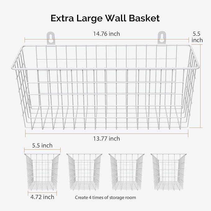 MaraFansie Wire Basket 4-Pack Hanging Wall Organizer Cabinet Storage Basket - Image 2