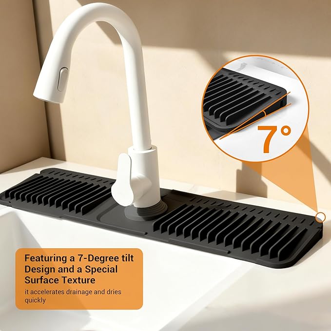 Faucet Mat for Kitchen Sink, Snap-On Design & 7°slope Fast Drain, Folding Sink - Image 4