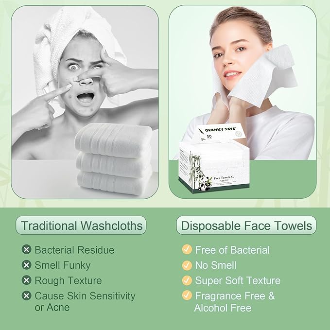 GRANNY SAYS Disposable Face Towel, Face Towelettes Disposable, Disposable Towels - Image 6