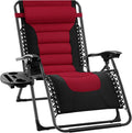 Best Choice Products Oversized Padded Zero Gravity Chair, Folding Outdoor Patio Recliner, XL Anti Gravity Lounger for Backyard w/Headrest, Cup Holder, Side Tray, Polyester Mesh - Burgundy by BestChoiceProducts