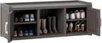 2-Tier Storage Bench, Waterproof UV-Resistant Outdoor Shoe Storage Cabinet with 2 Doors & Adjustable Shelves for Indoor Outdoor Entryway, Hallway, Living Room(Grey) by NBYSGO
