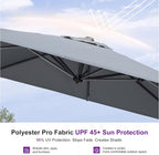 PURPLE LEAF 9 Feet Patio Umbrella with Base Outdoor Cantilever Square Umbrella Aluminum Offset Umbrella with 360-degree Rotation for Garden Deck Pool Patio Light Grey - Image 6