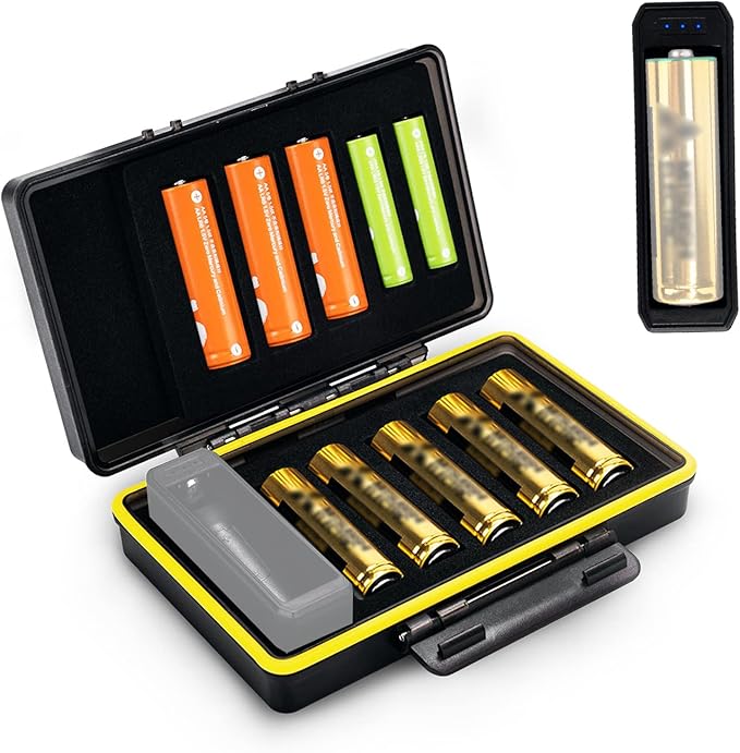 Detachable Battery Tester for AA and AAA Batteries, 10 Slots Battery Case for 8 by JJC
