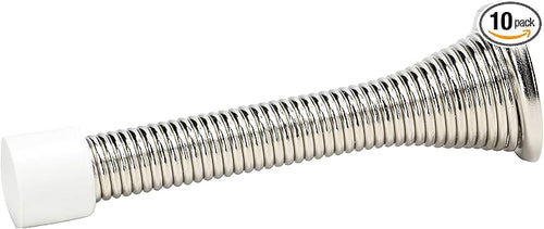 10 Pack Rok Hardware 3" Flexi Spring Heavy Duty Door Stop Brushed Nickel Finish by Rok