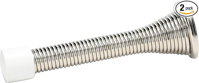 2 Pack Rok Hardware 3" Flexi Spring Heavy Duty Door Stop Brushed Nickel Finish by Rok